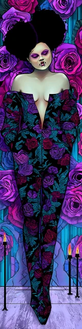 Free vampire bookmark featuring a vampire in a love-themed design